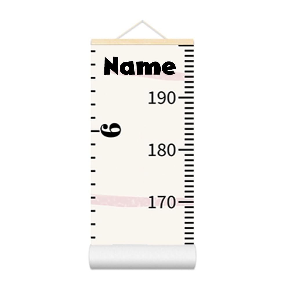 Personalized Growth Chart for Kids, Baby Height Chart with Custom Name, 77"x7.9" Canvas and Beige Wood Height Measuring Rulers for Boys Girls Removable Wall Ruler Hanging for Nursery Decor - Sunset