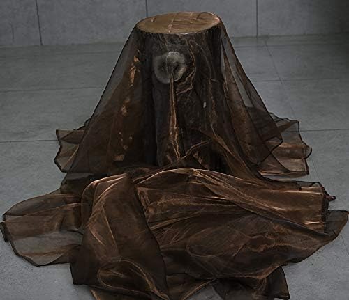 VDS Coffee Organza Fabric, 35 Yards Continuous, 45” Wide, Wedding Party Decoration Iridescent Crystal Sheer Shiny Organza Tulle Bridal Dress DIY Crafts Costume Sewing Backdrop Arch Cloth