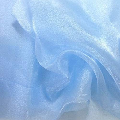 VDS Baby Blue Organza Fabric, 50 Yards Continuous, 45” Wide, Wedding Party Decoration Iridescent Crystal Sheer Shiny Organza Tulle Bridal Dress DIY Crafts Costume Sewing Backdrop Arch Cloth