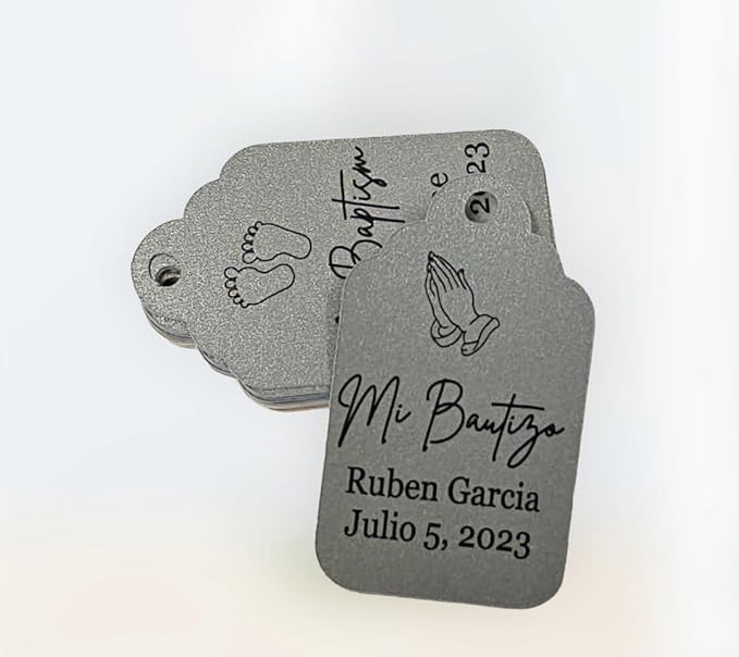 Mi Bautizo Baptism Christening Personalized Thank You Tags 20 pcs - More Colors Available (silver shimmer)