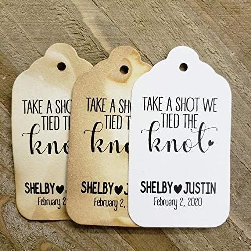 Take a Shot We Tied The Knot Personalized CardStock Favor Tag Sets of 25 Tags (My Medium tag) 1 3/8" x 2 1/2"