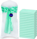 MDS Pack of 10 PCS Satin Chair Sashes Charmeuse Sateen Dining Chair Bows Ribbon Ties Back Sash for Wedding Party Birthday Home Hotel Restaurant Banquet Decoration (7 x 108 Inch, Mint)