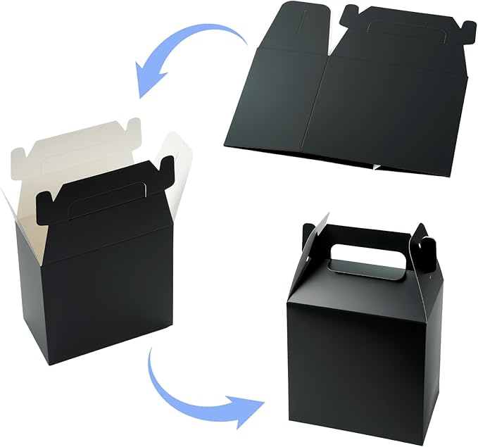 XAGLVV 12 Pack Black Party Favor Boxes (7x3.5x6.6 Inch) - Goodie Gift Boxes for Birthday, Wedding, Baby Shower