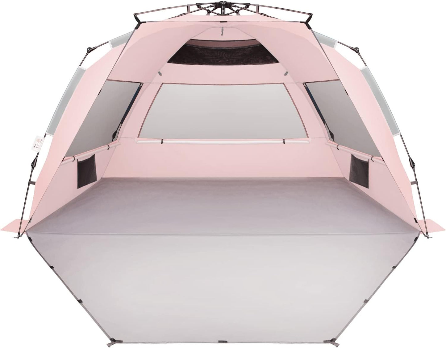 Oileus XX-Large Pop Up Beach Tent Sun Shelter for 5-6 Person Portable Sun Shade Instant Tent for Beach with Carrying Bag, Stakes, 6 Sand Pockets, Anti UV for Fishing Hiking Camping Pink