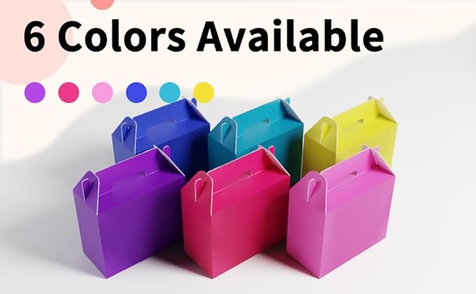 XAGLVV 24Pack Purple Boxes,Party Favor Boxes Packs 7 x3.5x 6.6 Inches, Purple Gift Boxes With Handles, Favor B oxes for Party, Baby Shower, Birthday,Weddings and more.