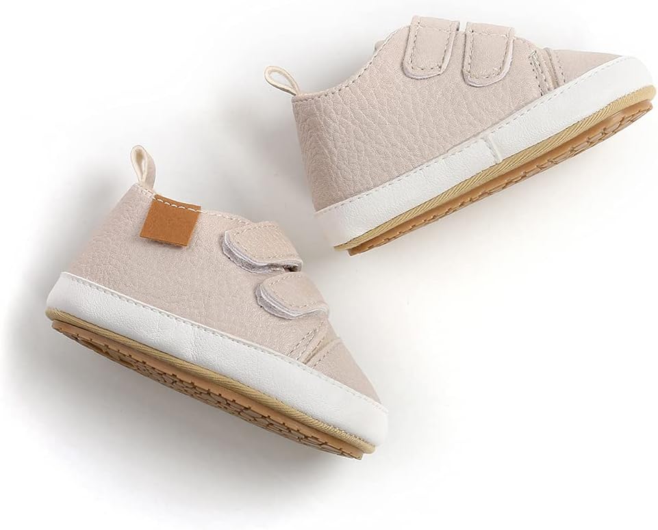 SOFMUO Baby Boys Girls High Top Ankle PU Leather Sneakers Soft Rubber Sole Infant Moccasins Newborn Oxford Loafers Anti-Slip Toddler Wedding Uniform Dress Shoes