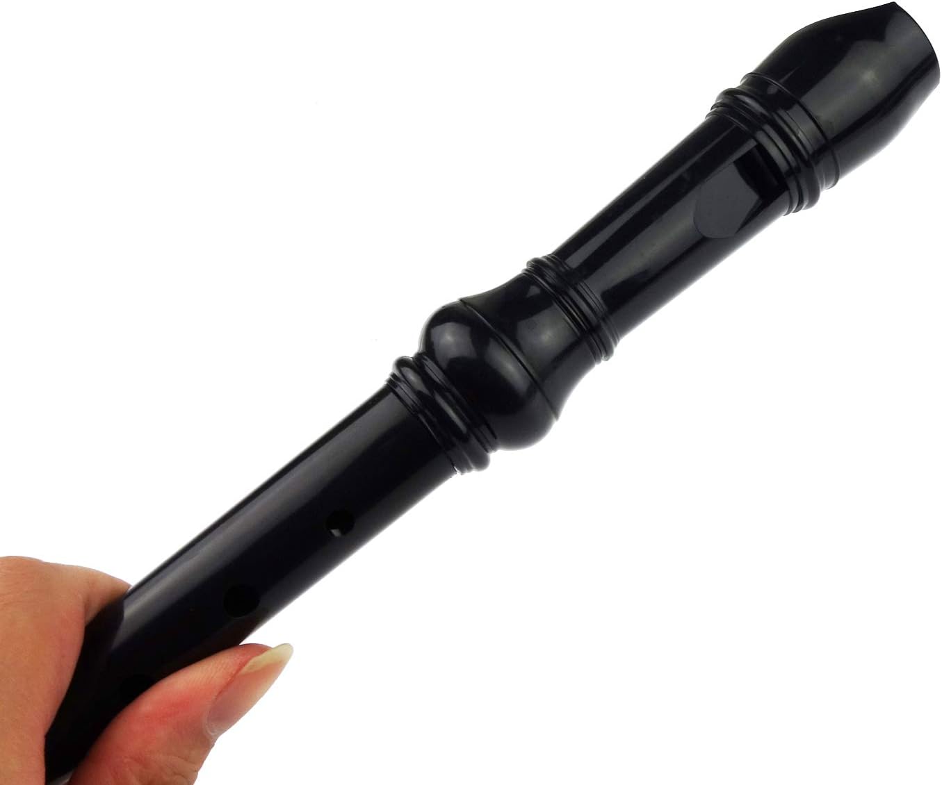 2 Pack German Style 8 Hole-3 Piece Descant Soprano Recorders with Cleaning Rod, Black Storage Bag, ABS Material (Black)