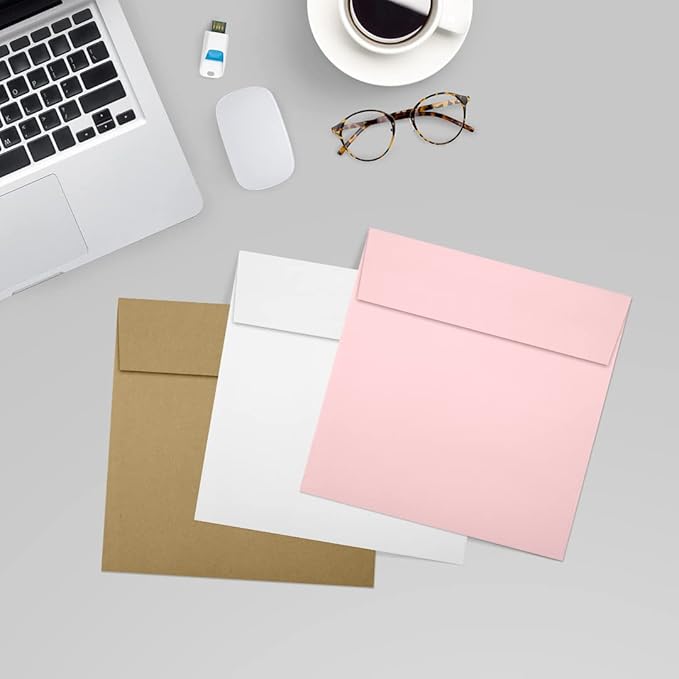 LUXPaper Square Invitation Envelopes | Peel & Press | 6 1/2" x 6 1/2" | Candy Pink | 80lb. Text | 50 Qty