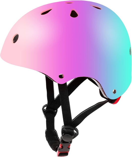 Color Gradient Adjustable Kids Bike Helmet Toddler Helmets for 3-5-8-14 Years Kids Girls Boys Youth Bicycle Helmet for Scooter Balance Bike Roller Skating Skateboard