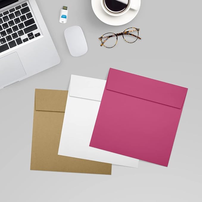 LUXPaper Square Invitation Envelopes | Peel & Press | 6 1/2" x 6 1/2" | Magenta Pink | 80lb. Text | 50 Qty