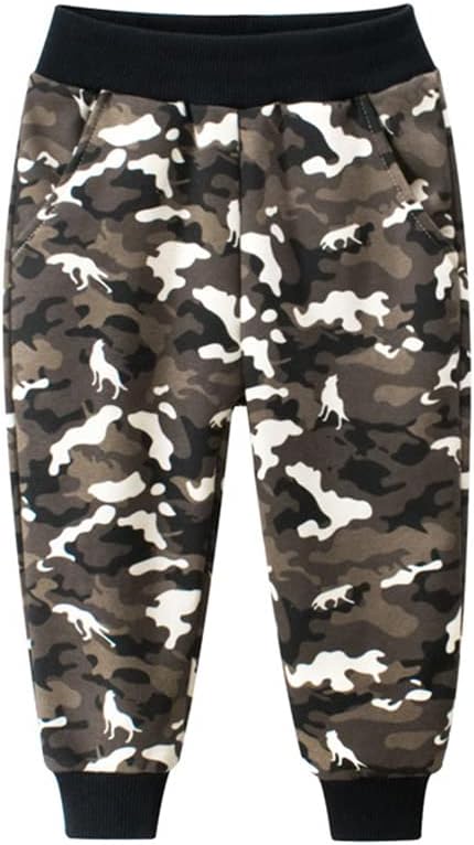 HUAER& Baby Boy's Jogger Pants Dinosaur Car Drawstring Elastic Sweatpants