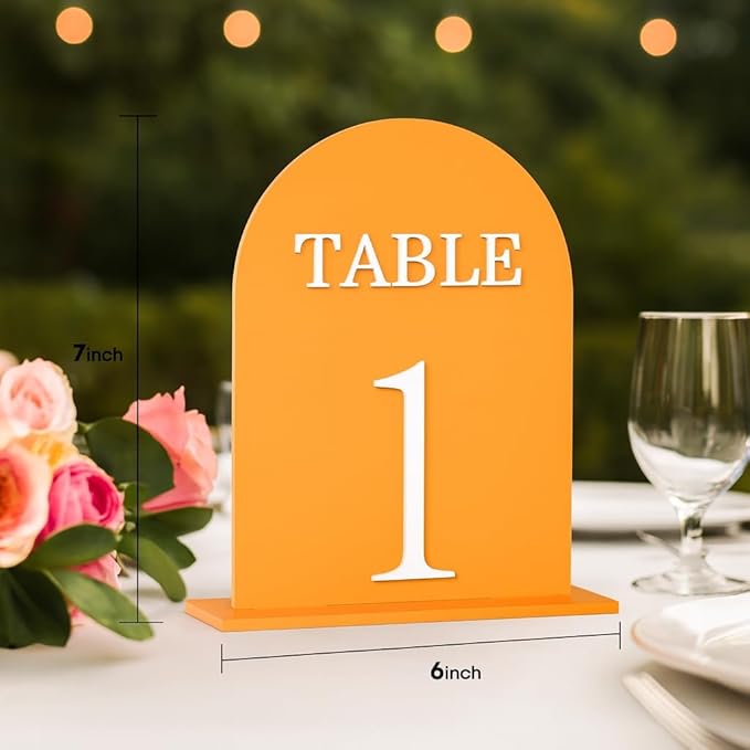 Arch Wedding Table Numbers 1-20 with Stands, 5" X 7" Double Sided Acrylic Wedding Sign Holders, Durable Non-Fading Table Number for Wedding Reception, Events, and Centerpieces