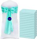 MDS Pack of 300 PCS Satin Chair Sashes Charmeuse Sateen Dining Chair Bows Ribbon Ties Back Sash for Wedding Party Birthday Home Hotel Restaurant Banquet Decoration (7 x 108 Inch, Sea Green)