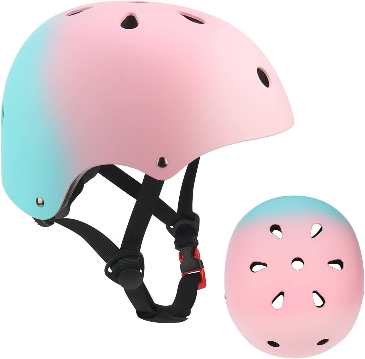 Color Gradient Adjustable Kids Bike Helmet Toddler Helmets for 3-5-8-14 Years Kids Girls Boys Youth Bicycle Helmet for Scooter Balance Bike Roller Skating Skateboard