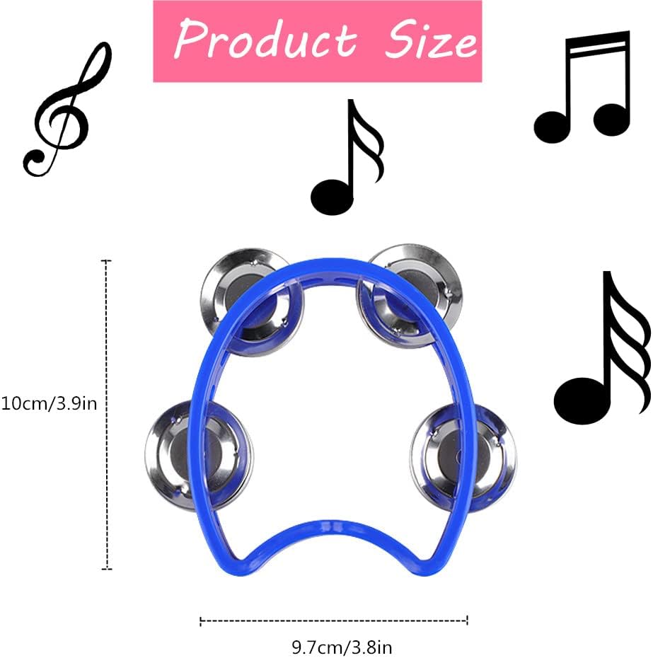 8 Pack Plastic Percussion Tambourine Hand Tambourine Bells, Mini Percussion Tambourines Bulk Hand Held Percussion Drum Musical Rhythm Instrument for Adults Kids Party Supplies(4 Colors)
