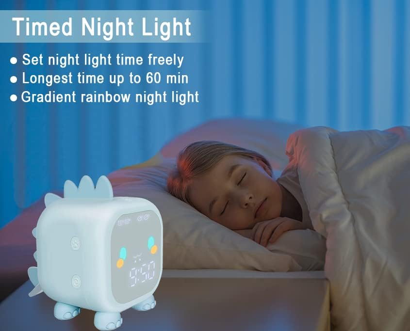 Kids Dinosaur Alarm Clock Boys Blue Alarm Clocks with Night Light Digital Alarm Clock for Kids Boy Children