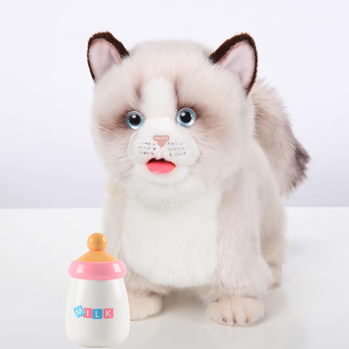 Electronic Interactive Ragdoll Cat - Realistic Handmade Toy with Walking, Barking, Wagging Tail & Talking - Robotic Pet Toy for Toddler Kids