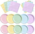 CMUSKO Pastel Party Decorations - 60Pcs Rainbow Plates and Napkins Unicorn Colorful Tableware for Girl Birthday,Baby Shower,Wedding