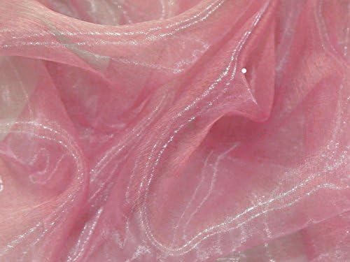 VDS Dusty Pink Organza Fabric, 60 Yards Continuous, 45” Wide, Wedding Party Decoration Iridescent Crystal Sheer Shiny Organza Tulle Bridal Dress DIY Crafts Costume Sewing Backdrop Arch Cloth