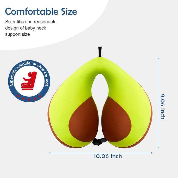 MOOB Neck Pillows for Kids,Traveling Gifts for Toddler & Children U-Shape Car Seat Head Travel Neck Pillow,Toddler Neck Pillow for Carseat Green Brown