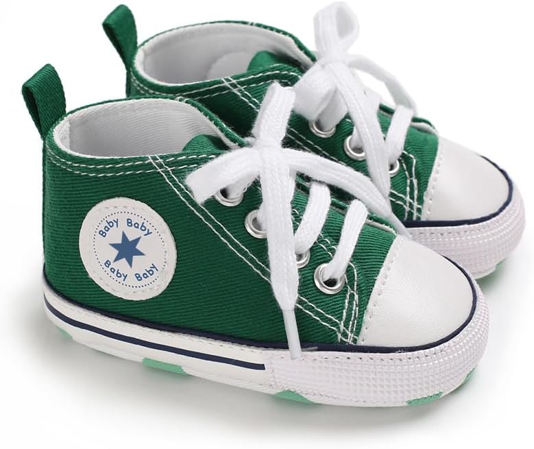 Unisex Baby Girls Boys Canvas High-top Shoes, Newborn Infant Anti-Slip Soft Sole Frist Walking Breathable Sneakers