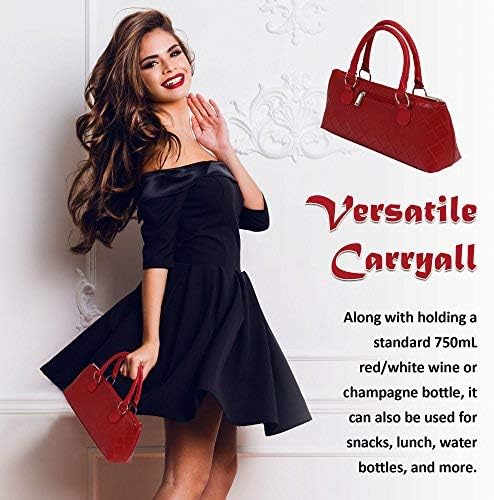 Wine Clutch Bag (Thermal Insulated) Trendy Women's Carry Tote | Holds Red & White 750mL Bottles | Trendy Fashion | Incl. Portable Waiter-Style Corkscrew