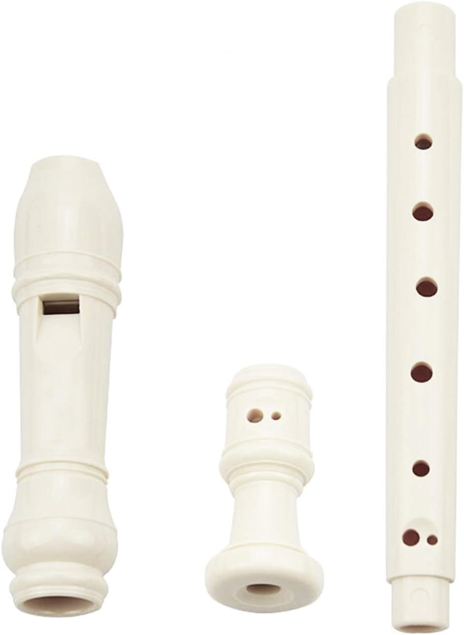 ABS Descant Soprano Recorder Instrument for Kids Adults Beginners，Joint Grease, Fingering Chart And Cleaning Kit，German Style (Ivory White)