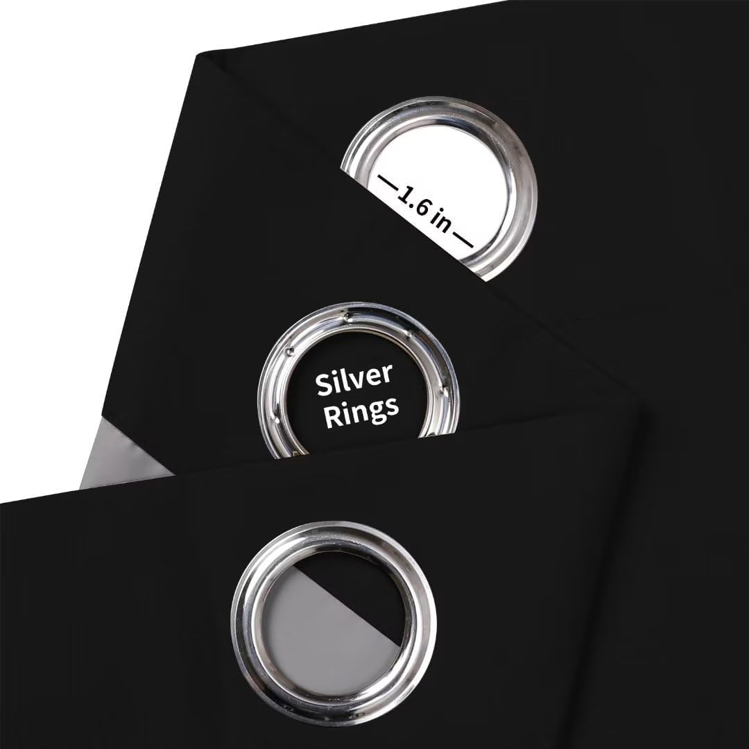 Joydeco Black Blackout Curtains 120 Inches Long, Extra Long Black Out Curtains 108 Inch Long for Living Room Bedroom, Total Room Darkening Drapes for Windows with Grommets