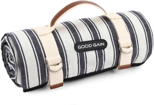 G GOOD GAIN Waterproof Picnic Blanket Portable with Carry Strap for Beach Mat or Family Outdoor Camping Party (Berry Blue)