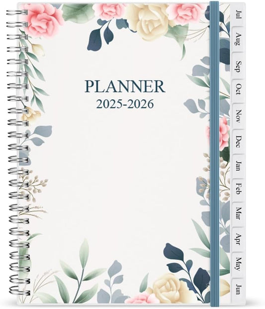 2025-2026 Planner - Weekly & Monthly Planner Runs Jul 2025 to Jun 2026, 6.25" x 8.25", 12 Monthly Tabs, 14 Notes Page, Plastic Pocket, Flexible Cover with Twin-Wire Binding, Planners 2025-2026
