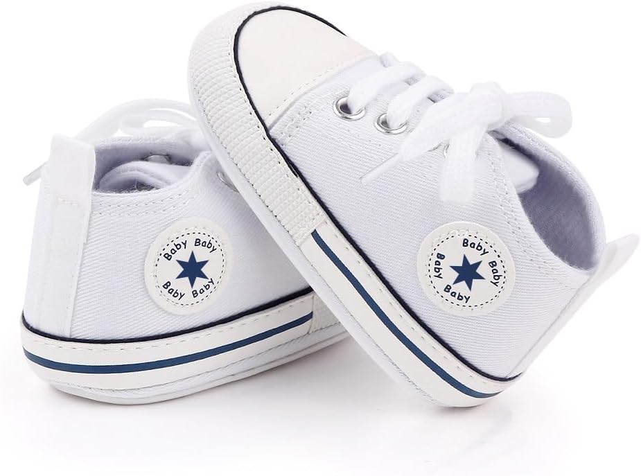 Unisex Baby Girls Boys Canvas High-top Shoes, Newborn Infant Anti-Slip Soft Sole Frist Walking Breathable Sneakers