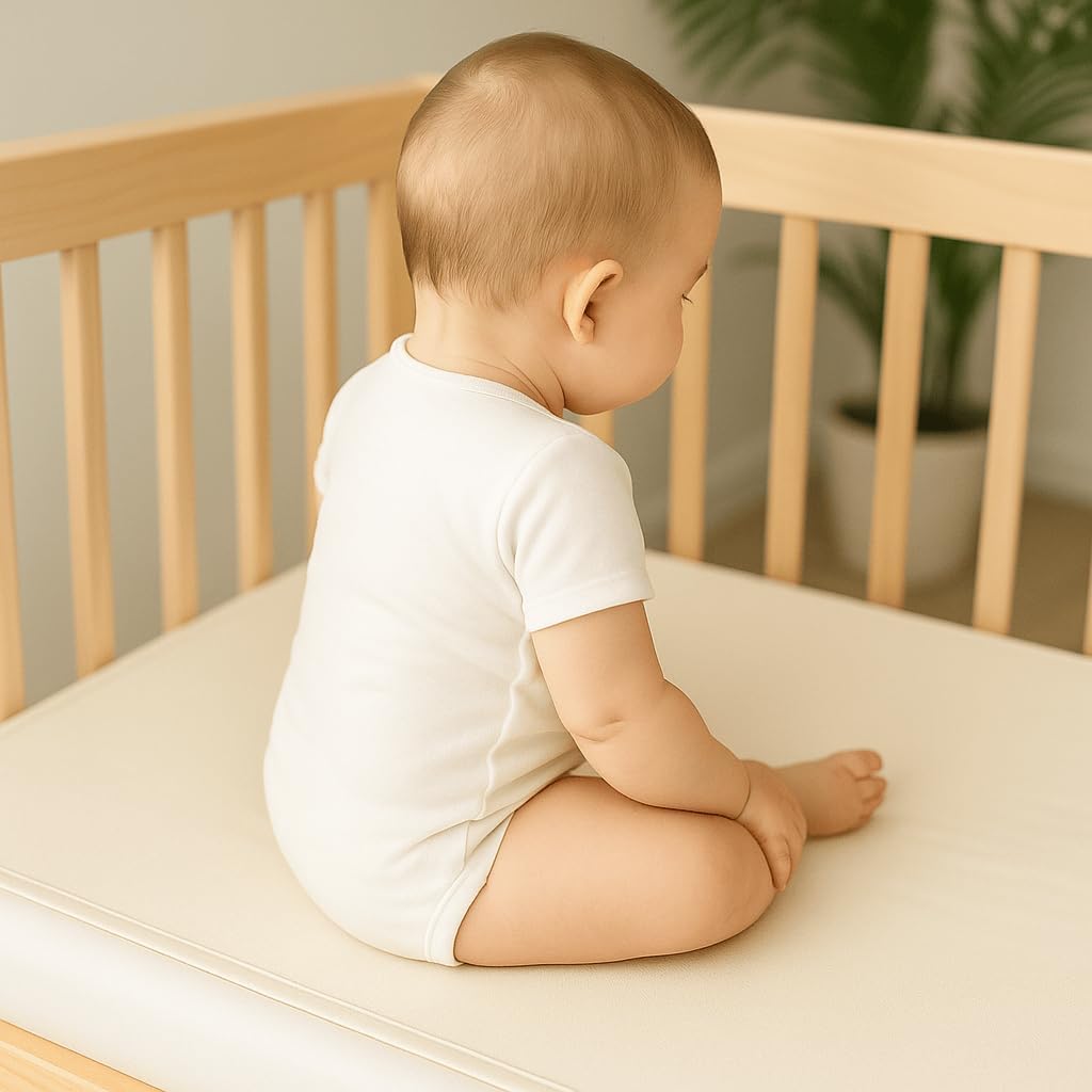 Organic Cotton Crib Mattress Protector - Water Resistant Flat Sheet Liner Pad, Skin Friendly, Chemical-Free Pure Cotton [GOTS-Certified] for Playard (38"x26") - Made in USA