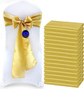MDS Pack of 150 PCS Satin Chair Sashes Charmeuse Sateen Dining Chair Bows Ribbon Ties Back Sash for Wedding Party Birthday Home Hotel Restaurant Banquet Decoration (7 x 108 Inch, Gold)