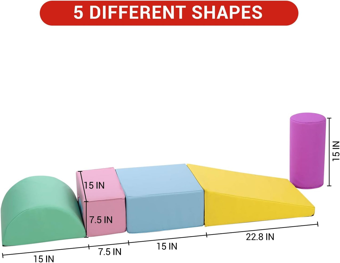 6-Piece Soft Toddlers Climbing Toys, Baby Foam Climbing Blocks for Babies Toddlers, Waterproof Foam Play Gym Climber Structures for Toddler 3, Indoor Climb and Crawl Activity Play Set (Suede Fabric)