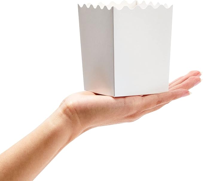 Juvale 100 Pack Mini Popcorn Boxes for Party, Bulk White Popcorn Containers for Movie Night Decorations (3 x 4 In) - Carnival Decor