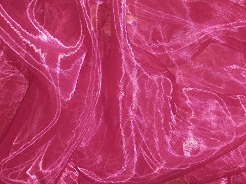 VDS Magenta Organza Fabric, 30 Yards Continuous, 45” Wide, Wedding Party Decoration Iridescent Crystal Sheer Shiny Organza Tulle Bridal Dress DIY Crafts Costume Sewing Backdrop Arch Cloth