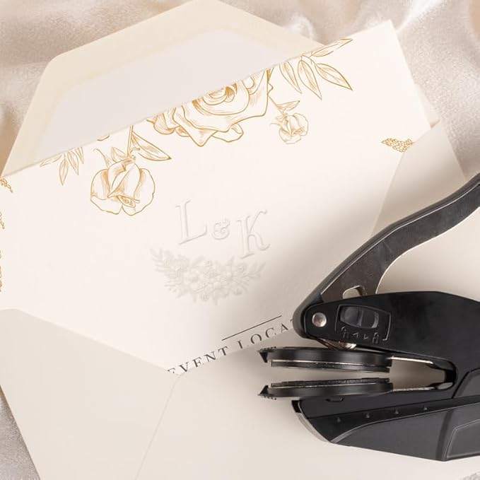 Personalized Wedding Embosser | Custom Made with Initials or Monograms for Couples | Elegant Designs for Stationery, Invitations, Napkins, and More (Design 9)