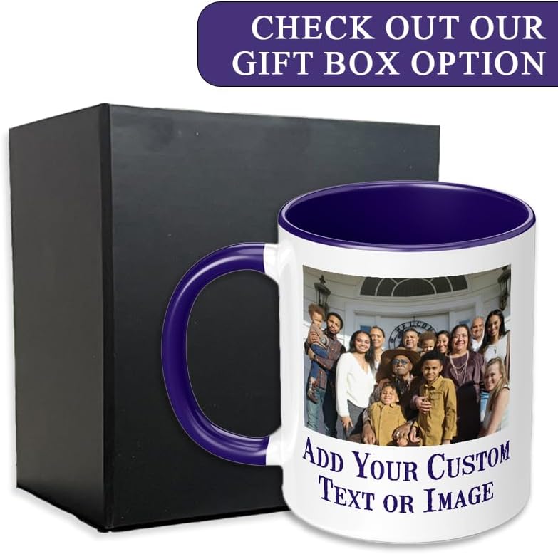 Personalized Coffee Mug, Custom Photo Text 11 Oz Ceramic Mug, Customized Picture Name Tea Cup, Unique Gift Idea, Taza Cafe Personalizadas Fotos, Cute Custom Gifts Mom Women Men, Mother's Day, Navy