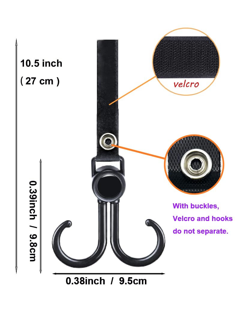 Double Stroller Hooks, 6 Pack Car Seat and Headrest Hook, Adjustable Universal Organizer Hanger for Strollers