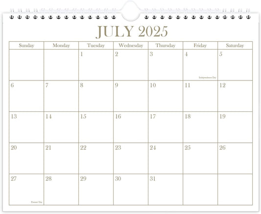 Calendar 2025-2026 - Wall Calendar from July 2025 - December 2026, 18 Months Calendar with Premium Paper, Twin-Wire Binding & Hanging Hook, 8.5" x 11", Golden