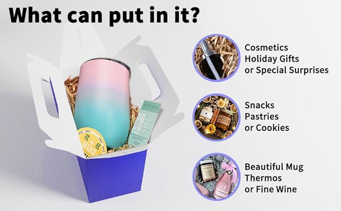 XAGLVV 24Pack Dark Blue Gable Boxes For Party Favors, 7 * 3.5 * 6.6 Inch Goodie Box with Handles, Gable Gift Boxes for Party, Baby Shower, Anniversary, Birthday