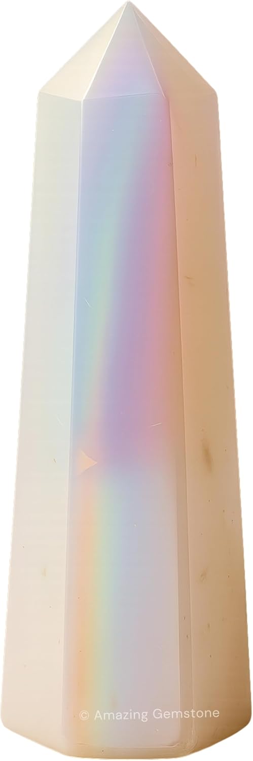Amazing Gemstone Angel Aura Quartz Crystal Towers ~ Natural Healing Crystal Point Obelisk for Reiki Healing and Crystal Grid (3- Inch)