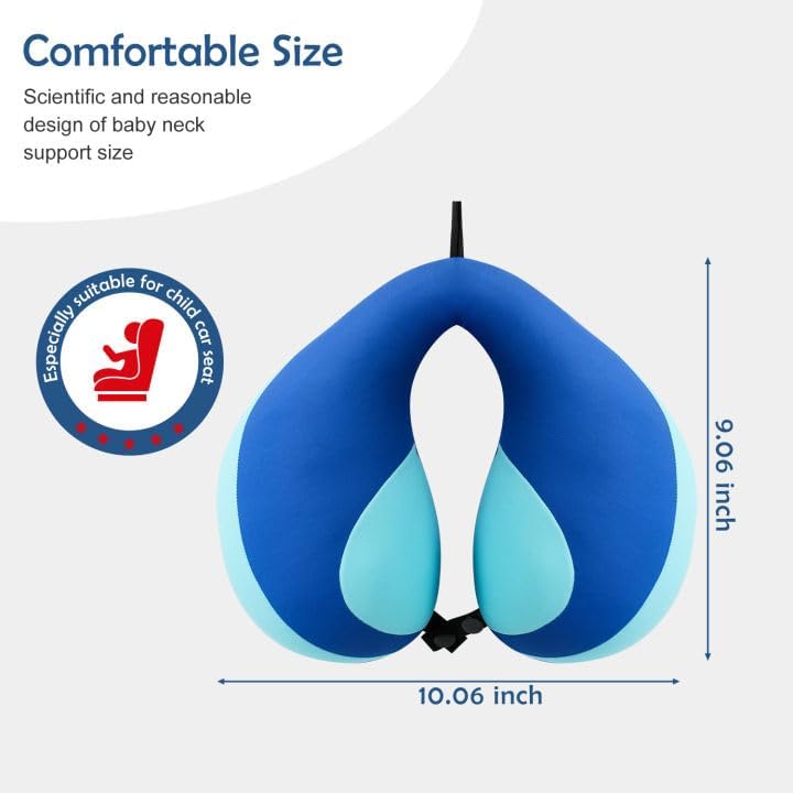 MOOB Neck Pillows for Kids, Traveling Gifts for Toddler & Children Toddler Neck Pillow for Carseat U-Shape Travel Pillow for Kids Dark Blue