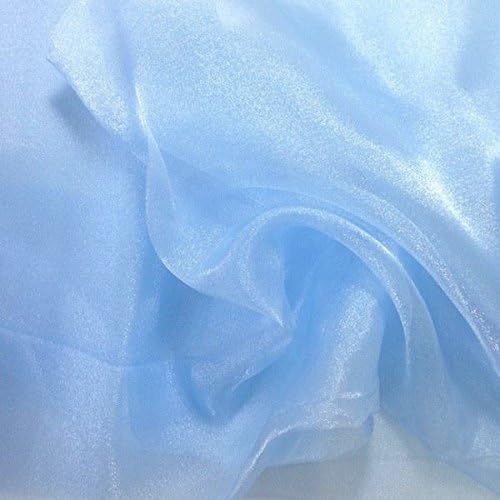 VDS Baby Blue Organza Fabric, 50 Yards Continuous, 45” Wide, Wedding Party Decoration Iridescent Crystal Sheer Shiny Organza Tulle Bridal Dress DIY Crafts Costume Sewing Backdrop Arch Cloth