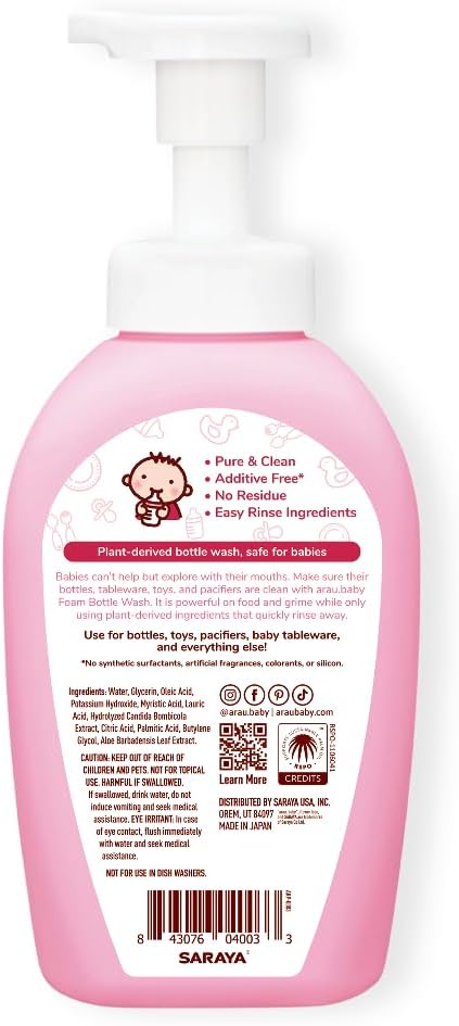 Unscented Foam Bottle Wash, Natural Plant Based Baby Bottle & Dish Soap, No Artificial Fragrance or Additives, Gentle for Washing Bottles, Pacifiers and Toys, Easy Rinse, 15.21 Fl Oz