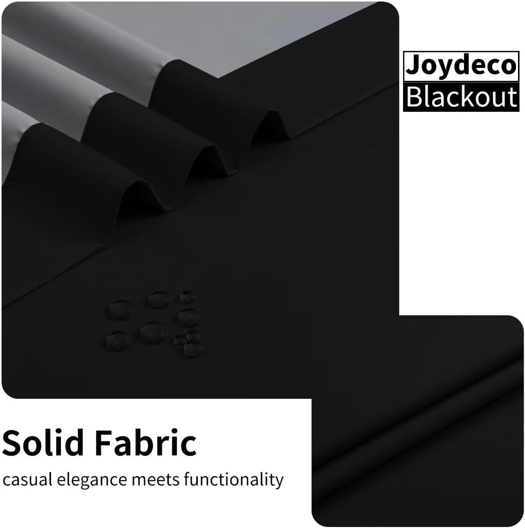 Joydeco Black Blackout Curtains 96 Inches Long for Living Room, Grommet Solid Black Curtains 96 Inches Long for Bedroom, Room Darkeing 96 Inch Black Out Curtains 2 Panels for Bedroom