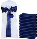 MDS Pack of 75 PCS Satin Chair Sashes Charmeuse Sateen Dining Chair Bows Ribbon Ties Back Sash for Wedding Party Birthday Home Hotel Restaurant Banquet Decoration (7 x 108 Inch, Navy Blue)