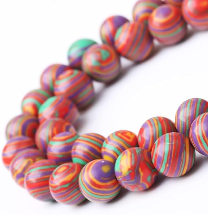 Painted Peacock Turquoise Stone Beads Gemstone Round Crystal Energy Jade Beads Stone Beads for Jewelry Making DIY Bracelet Necklace Jewelry Making 1 Strand 15.5inch 31PCS 12MM