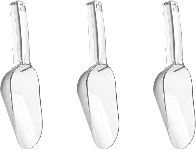 3PCS Clear Plastic Ice Scoop, 6 ounces Alec Ice Scoops, Kitchen Scoop for Ice Bucket Ice, Popcorn, Coffee Beans, Flour (6 oz.)