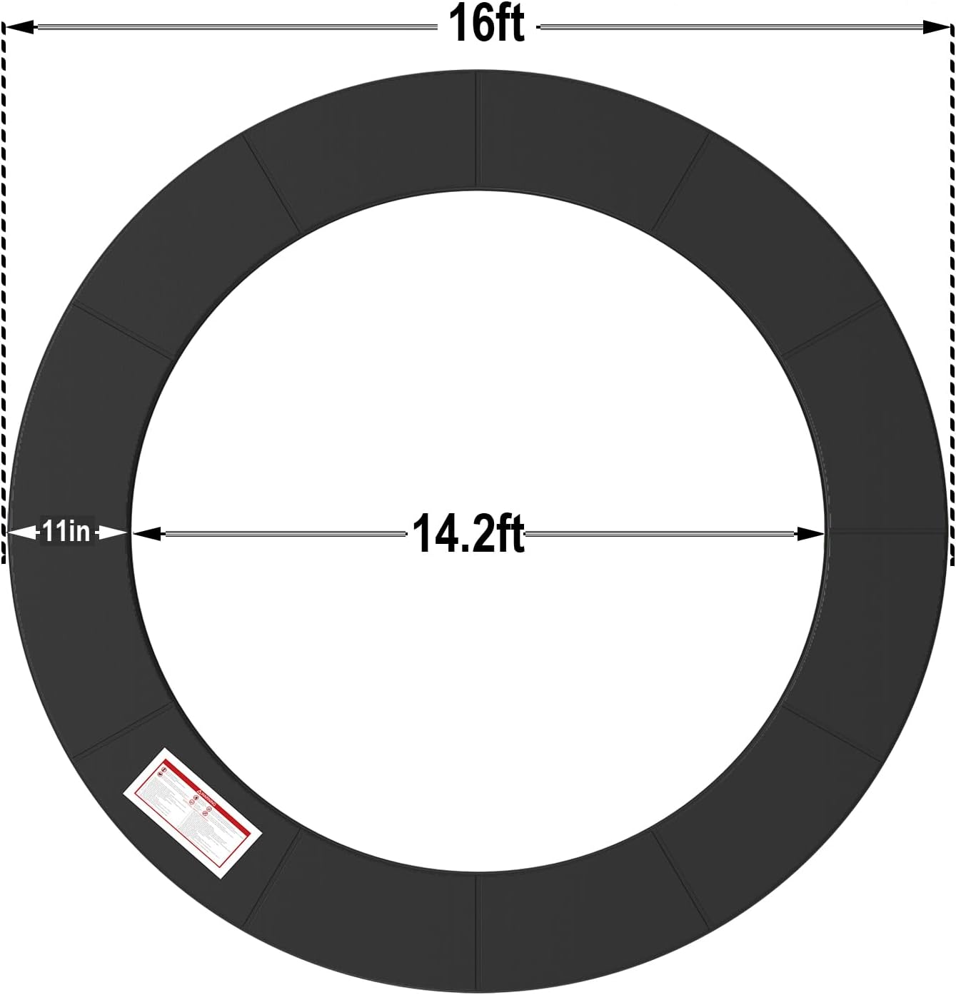 LANGXUN Universal Trampoline Repalcement Safety Pad, 8ft 10ft 12ft 14ft 15ft 16ft Waterproof Surround Spring Foam Cover for Round Frame